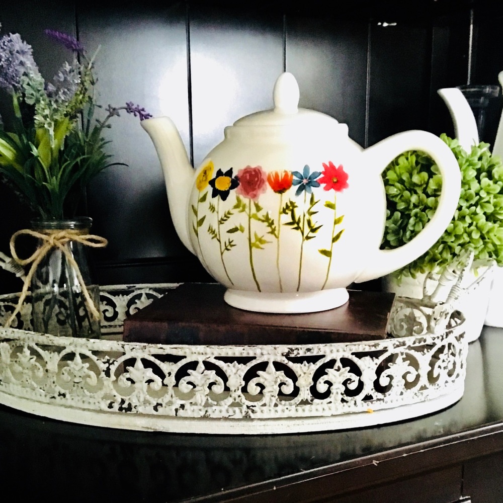 Rae Dunn floral tea pot